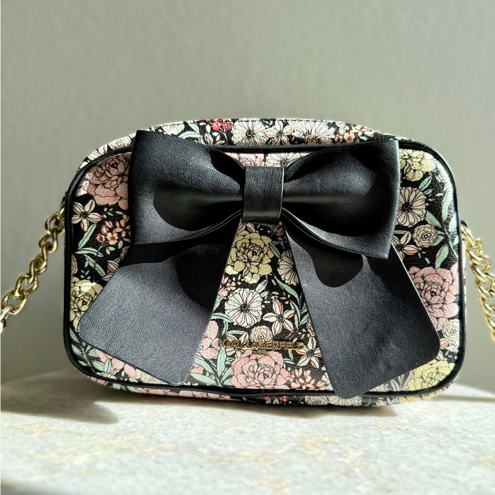 Karl Lagerfeld Black Floral Kris Crossbody Bag